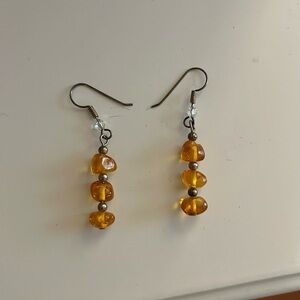Dainty orange stone hanging earrings